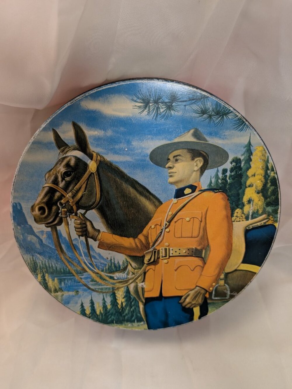 Vintage 1950s Peek Frean RCMP Mountie Biscuit Tin Canadian Collectible